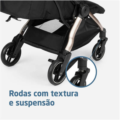 Carrinho de Bebê Maxi-Cosi Travel Sistem Eva³ Trio Essential Black Champagne - Design moderno