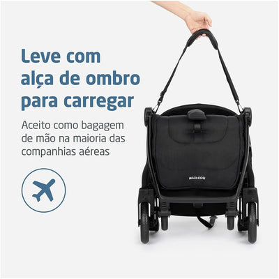Carrinho de Bebê Maxi-Cosi Travel Sistem Eva³ Trio Essential Black - Compacto e fechamento automático